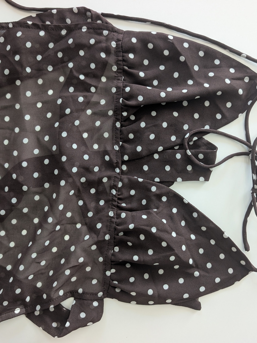 Edikted Polka Dot Backless Chiffon Top - Chocolate Brown - Picture 4 of 5